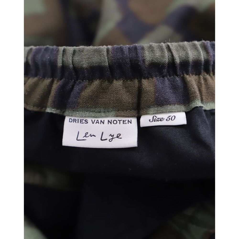 Dries Van Noten Check Linen Trousers in Green Linen - Picture 3 of 3